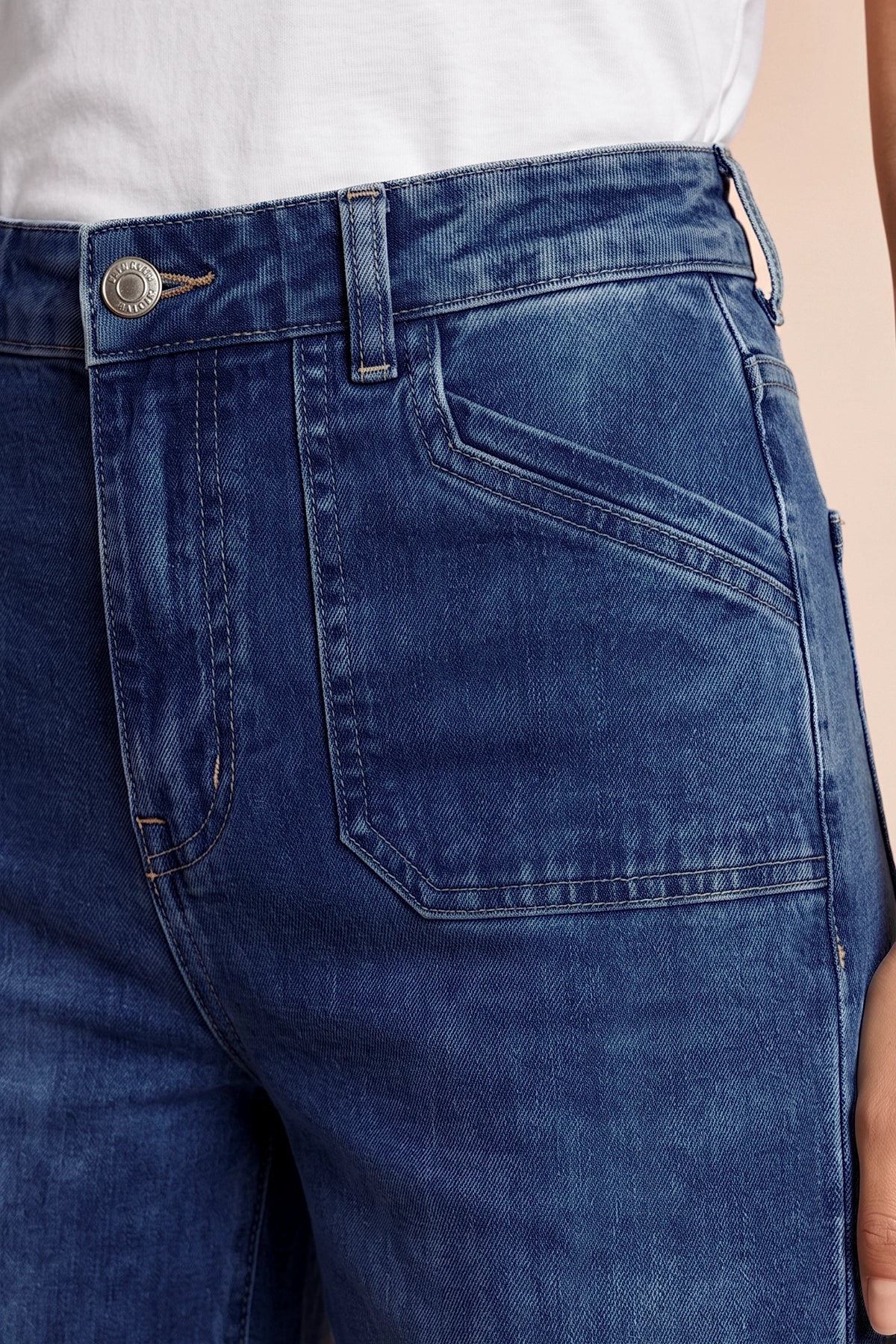 Womens Navy High Waisted Wide Leg Jeans | CicyBell
