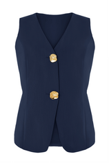 Cicy Bell Womens Navy V Neck Vest Tops