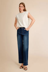 Cicy Bell Womens Navy Wide Leg Jeans
