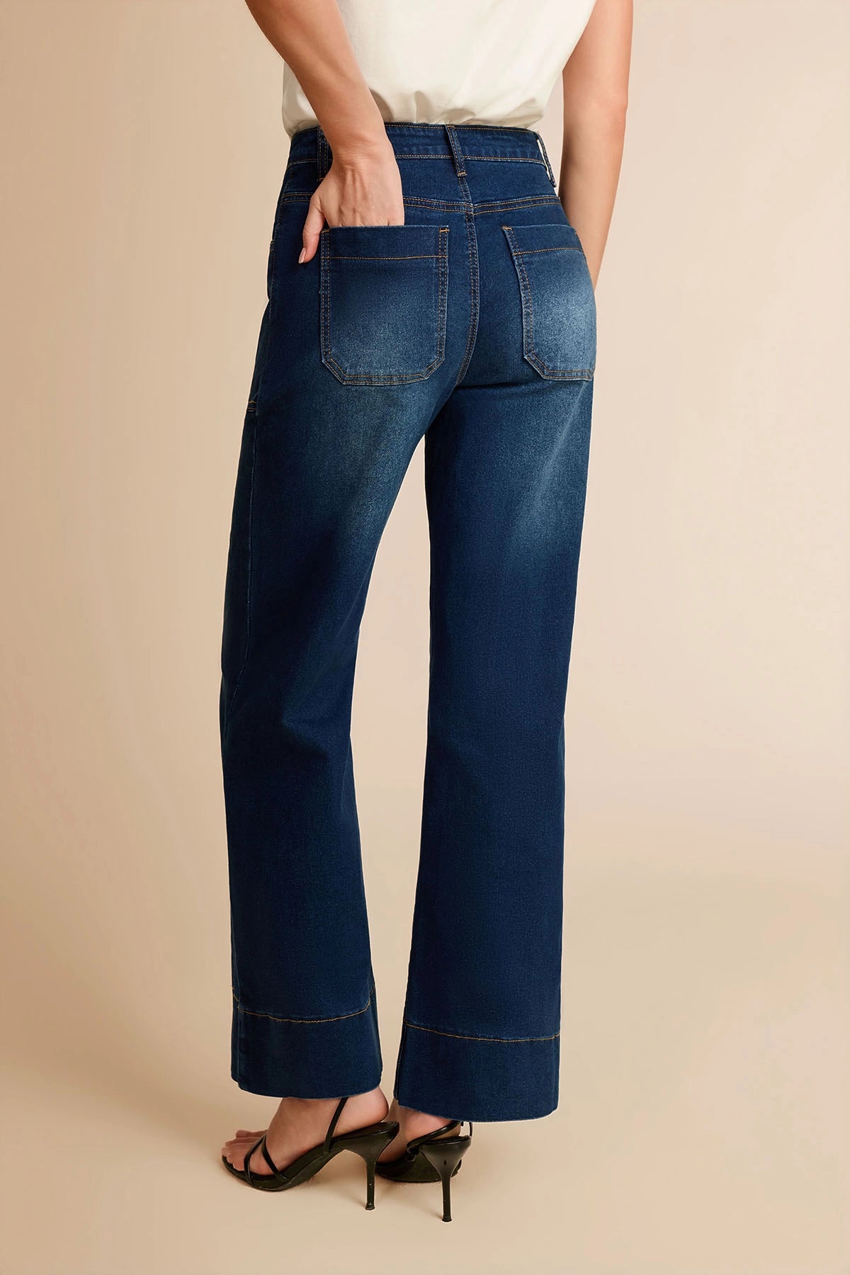 Cicy Bell Womens Navy Wide Leg Jeans