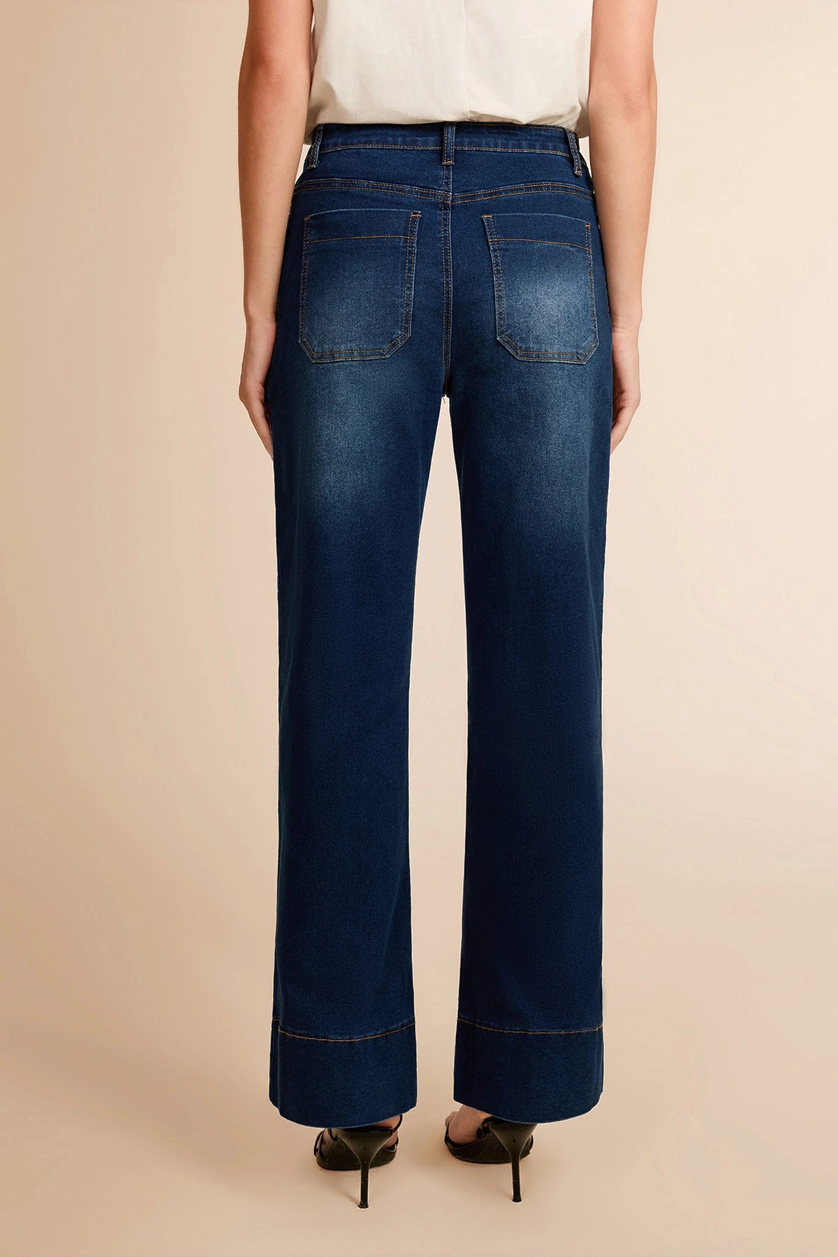 Cicy Bell Womens Navy Wide Leg Jeans