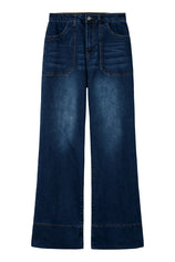 Cicy Bell Womens Navy Wide Leg Jeans