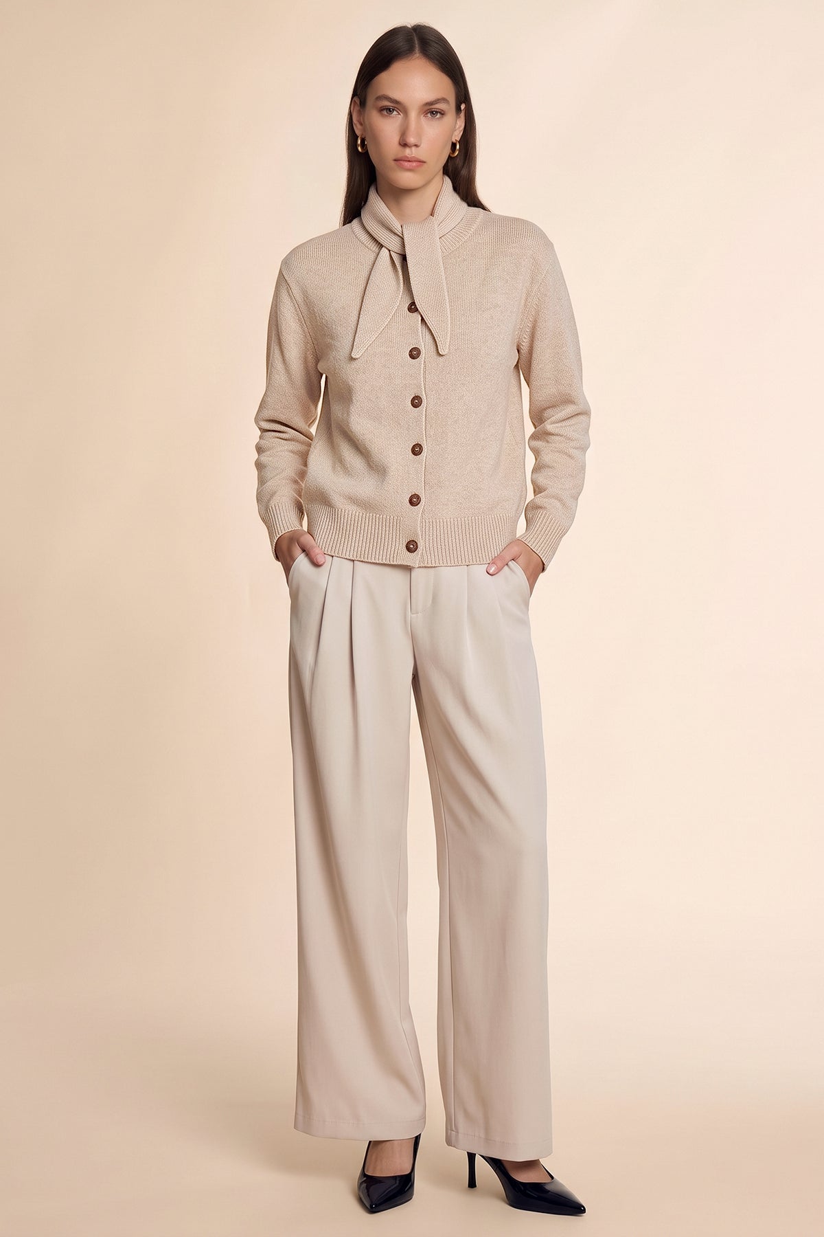 Womens Oatmeal Button Down Cardigans | CicyBell