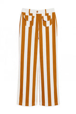 Womens Orange Striped Wide Leg Jeans | CicyBell