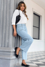 Cicy Bell Womens Pale Blue Straight Leg Jeans