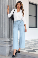 Cicy Bell Womens Pale Blue Straight Leg Jeans