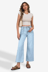 Cicy Bell Womens Pale Blue Straight Leg Jeans