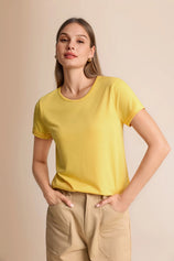 Womens Pastel Yellow Short Sleeve Shirts | CicyBell