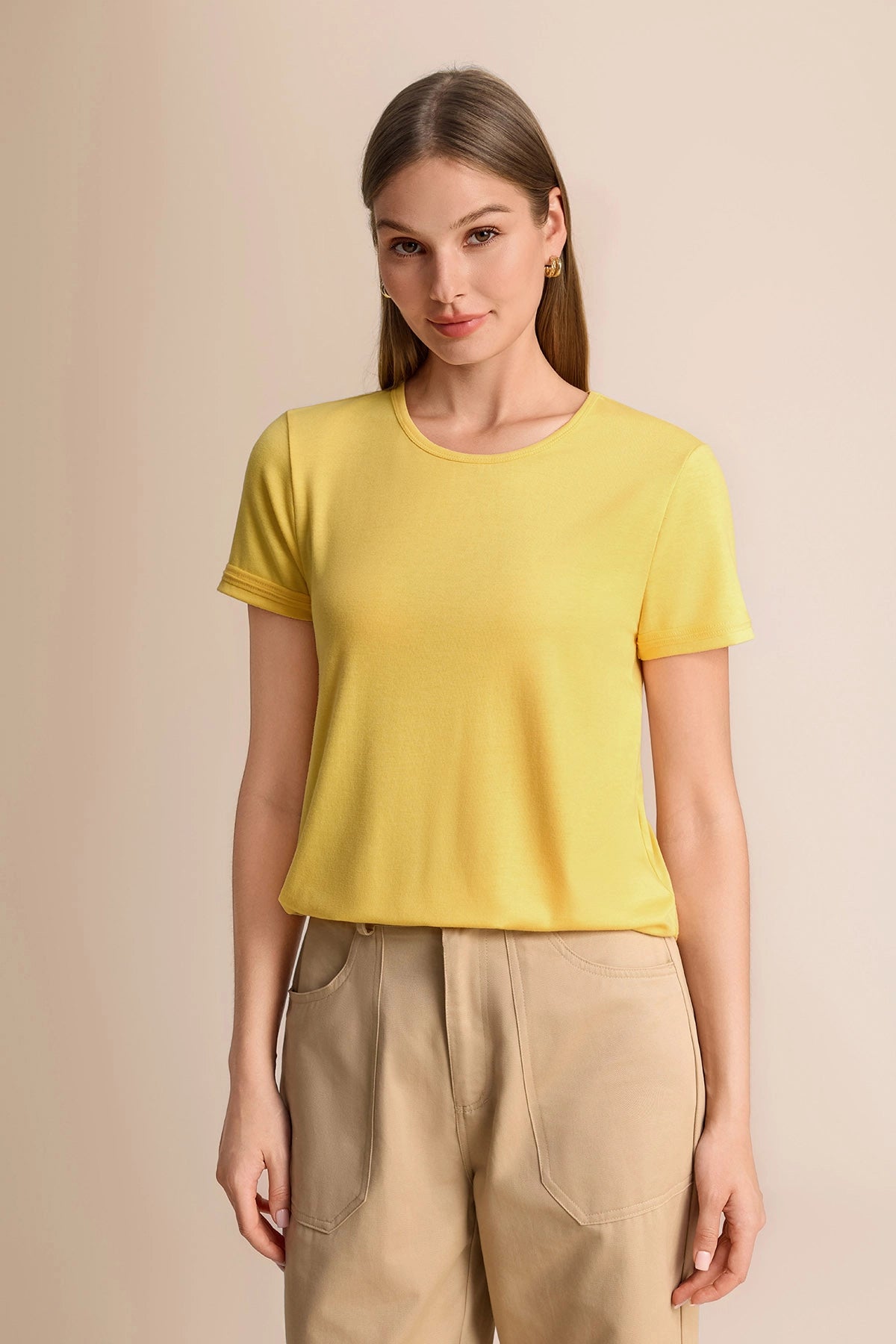 Womens Pastel Yellow Short Sleeve Shirts | CicyBell