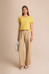 Womens Pastel Yellow Short Sleeve Shirts | CicyBell