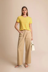 Womens Pastel Yellow Short Sleeve Shirts | CicyBell