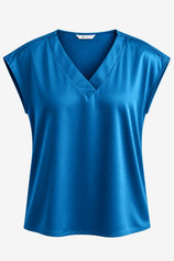 Womens Peacock Satin Cap Short Sleeve Blouses | CicyBell