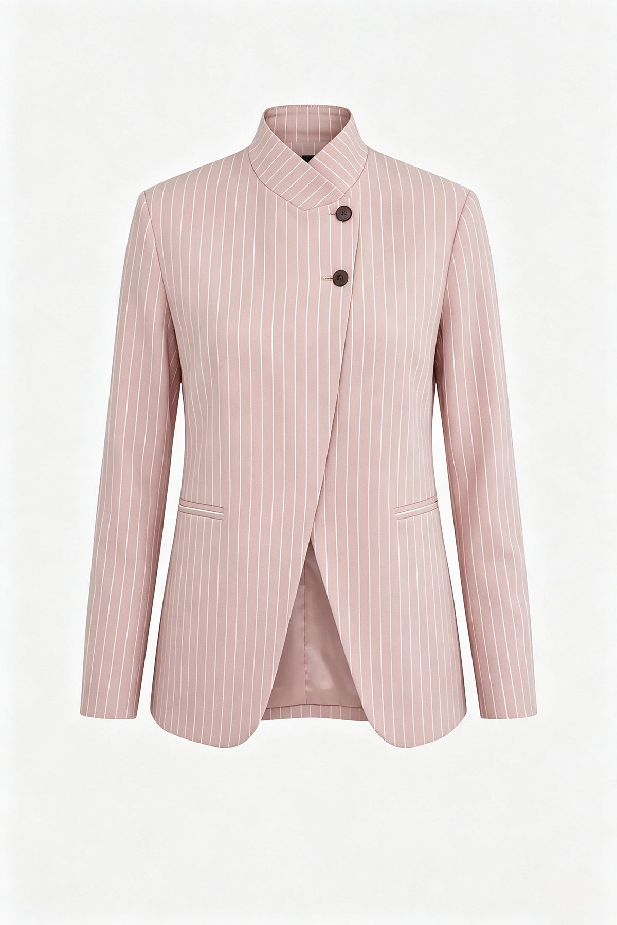 Womens Pink Casual Stand Collar Blazer | CicyBell