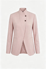 Womens Pink Casual Stand Collar Blazer | CicyBell