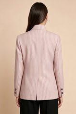Womens Pink Casual Stand Collar Blazer | CicyBell