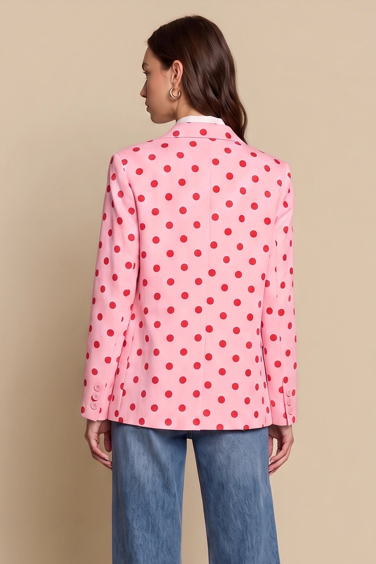 Womens Pink  Professional Polka Dot Blazer | CicyBell