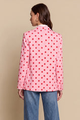Womens Pink  Professional Polka Dot Blazer | CicyBell