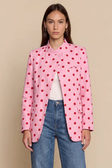 Womens Pink  Professional Polka Dot Blazer | CicyBell