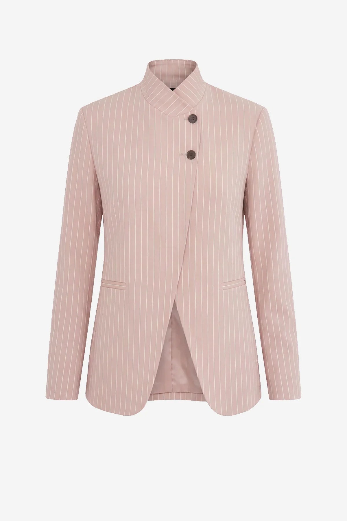Womens Pink Casual Stand Collar Blazer | CicyBell