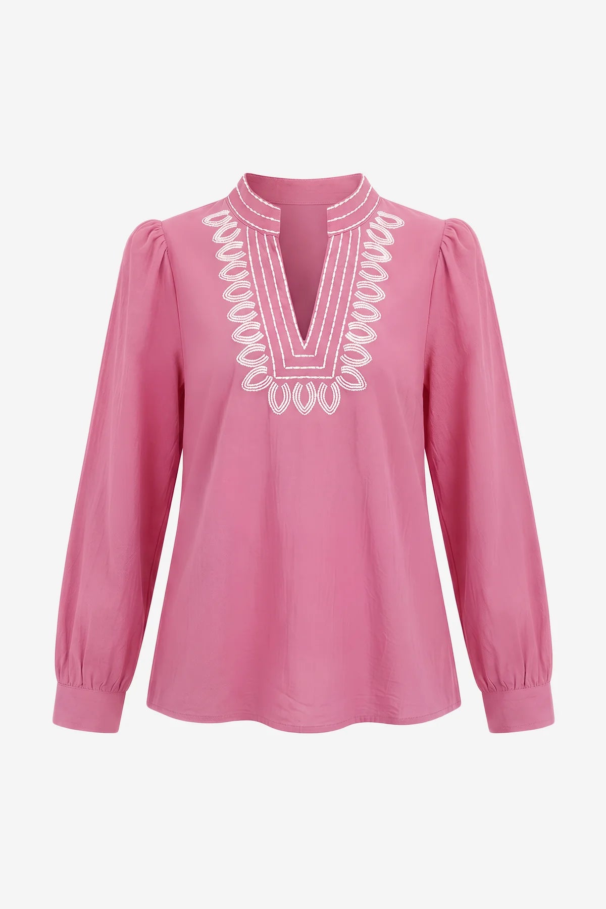 Womens Pink  Puff Long Sleeve Blouses | CicyBell