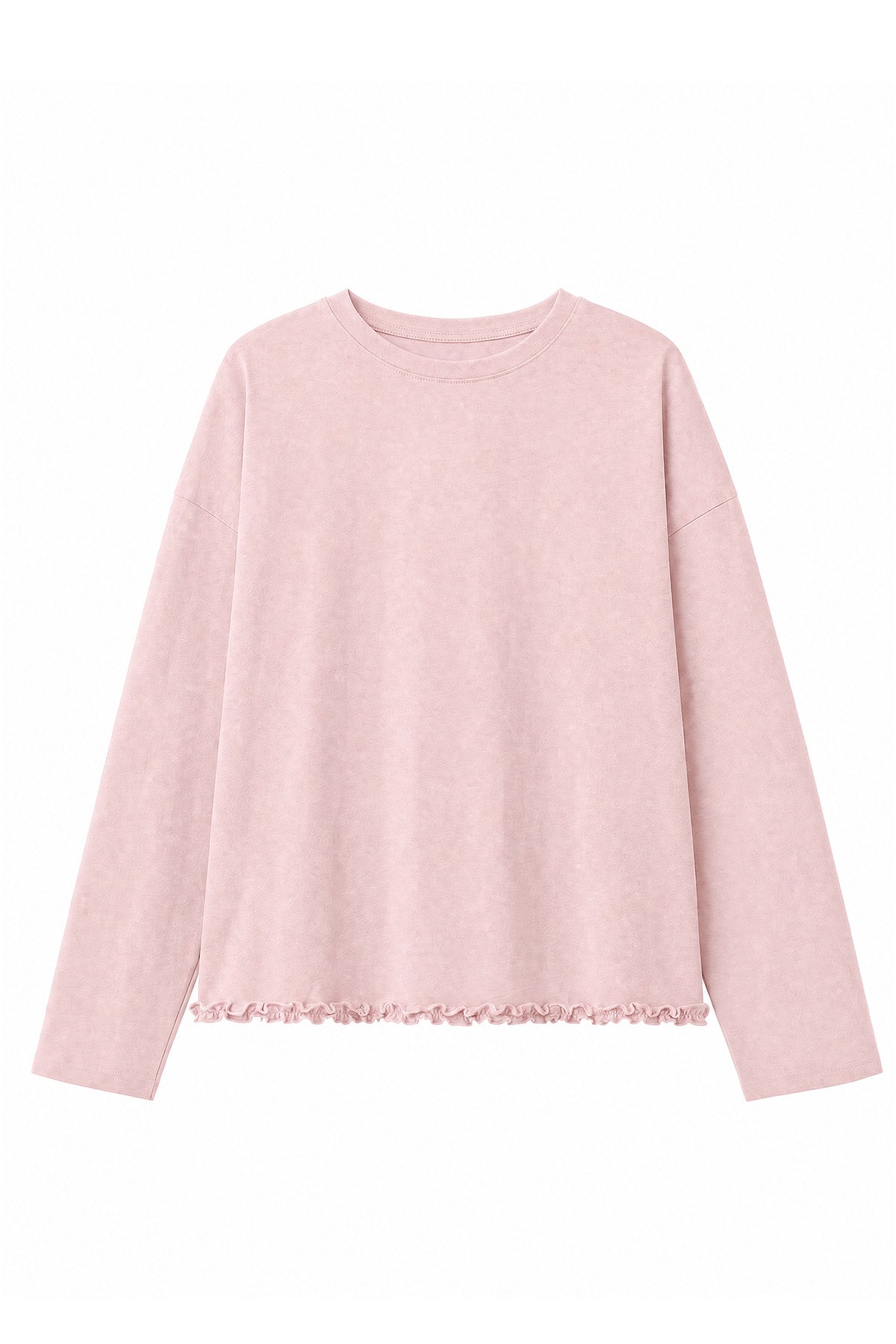 Womens Pink Oversized Ruffle Hem Tops | CicyBell