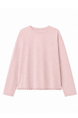 Womens Pink Oversized Ruffle Hem Tops | CicyBell
