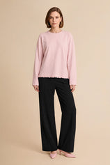 Womens Pink Oversized Ruffle Hem Tops | CicyBell