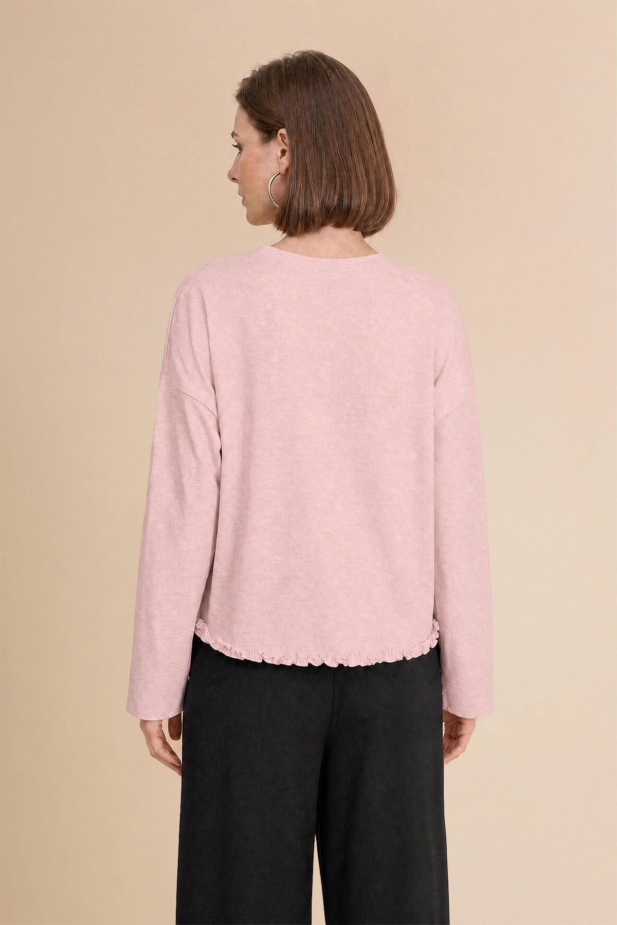 Womens Pink Oversized Ruffle Hem Tops | CicyBell