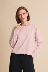 Womens Pink Oversized Ruffle Hem Tops | CicyBell