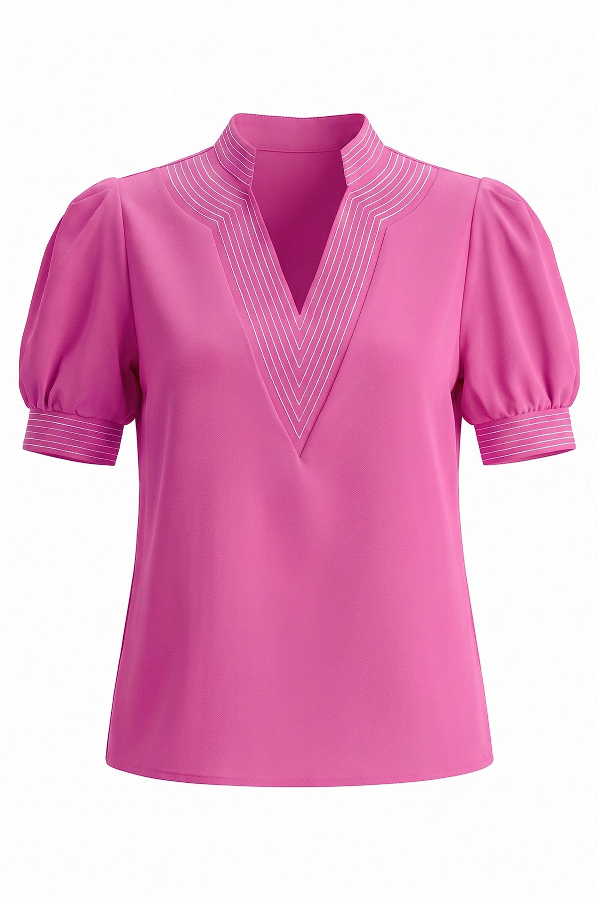 Womens Pink Puff Short Sleeve Blouses | CicyBell