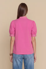 Womens Pink Puff Short Sleeve Blouses | CicyBell