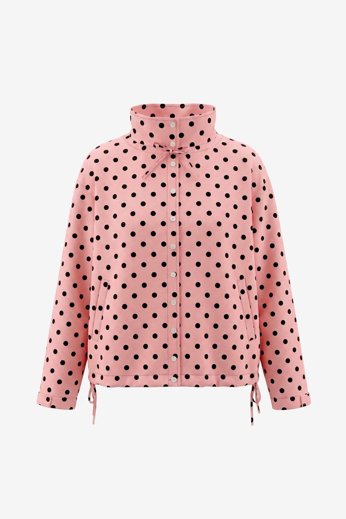Womens Pink  Polka Dot Short Trench Coat | CicyBell