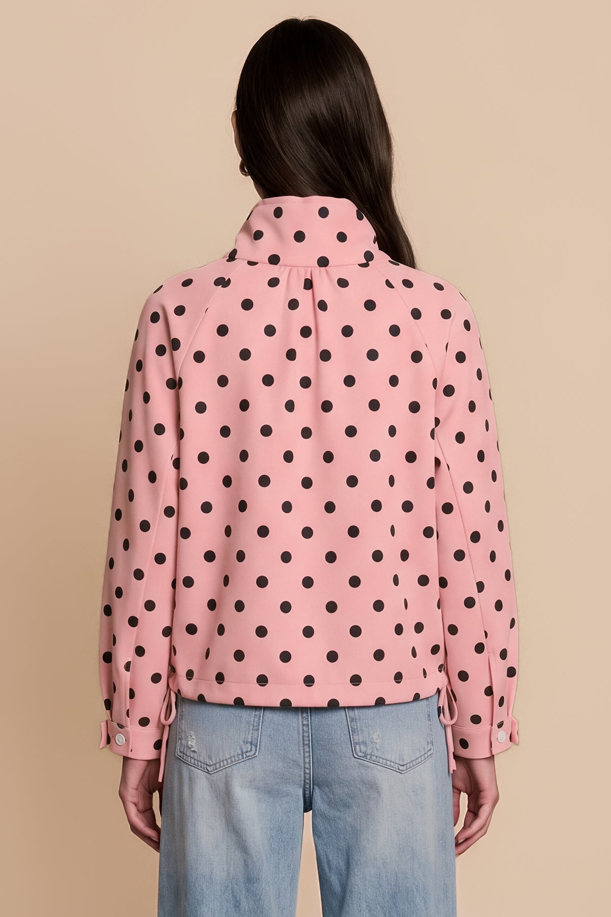 Womens Pink  Polka Dot Short Trench Coat | CicyBell