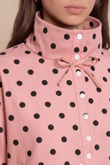 Womens Pink  Polka Dot Short Trench Coat | CicyBell