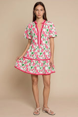 Womens Pink V Neck Floral Mini Dress | CicyBell