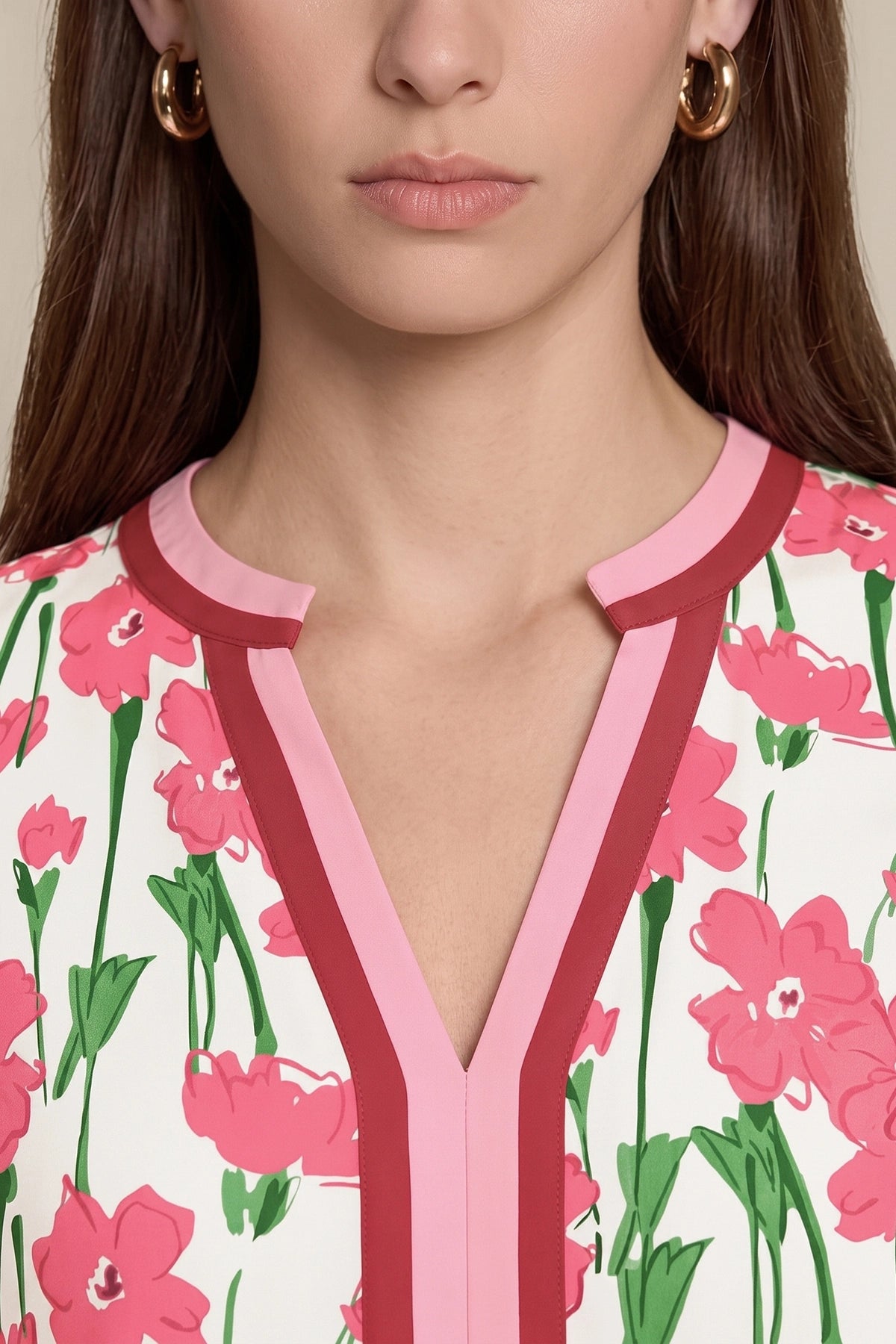 Womens Pink V Neck Floral Mini Dress | CicyBell