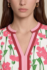 Womens Pink V Neck Floral Mini Dress | CicyBell
