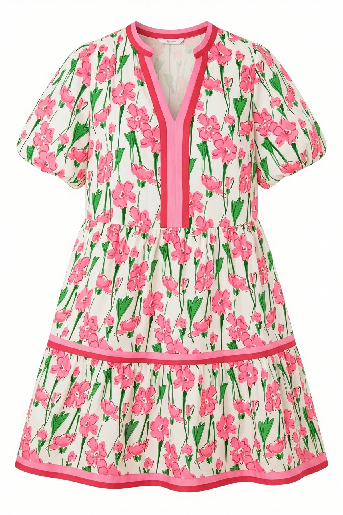 Womens Pink V Neck Floral Mini Dress | CicyBell
