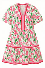 Womens Pink V Neck Floral Mini Dress | CicyBell