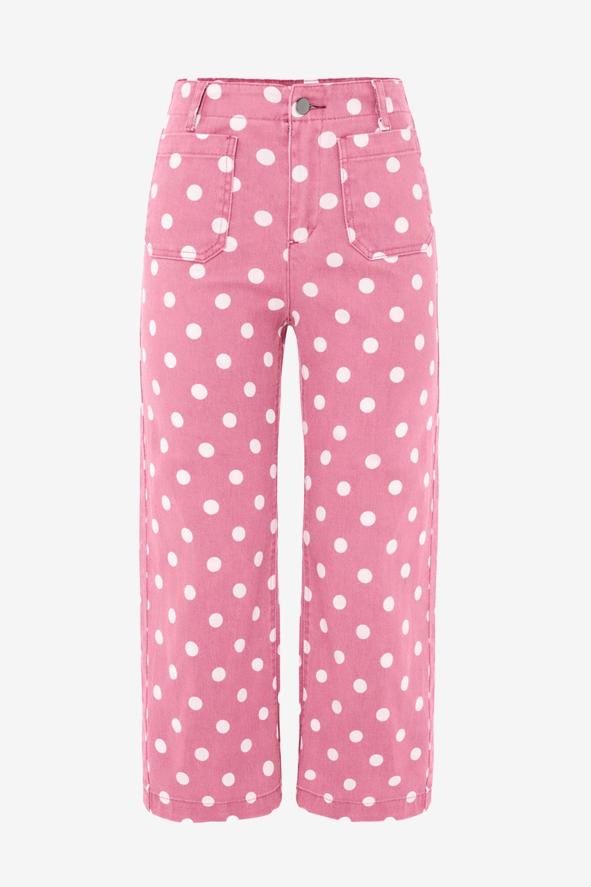 Womens Pink Polka Dot Straight Leg Jeans| CicyBell