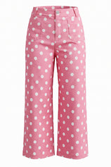 Womens Pink Polka Dot Straight Leg Jeans| CicyBell