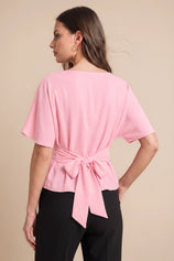 Womens Pink Tie Back Cinched Tops | CicyBell