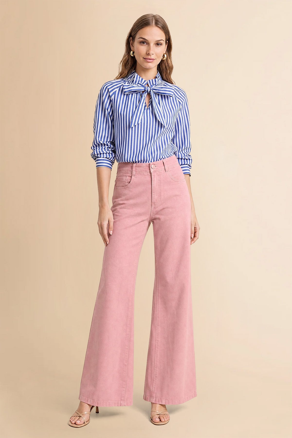 Womens Pink High Waisted Flared Jeans| CicyBell