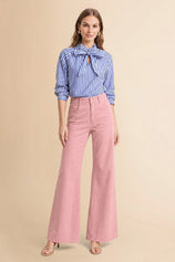 Womens Pink High Waisted Flared Jeans| CicyBell