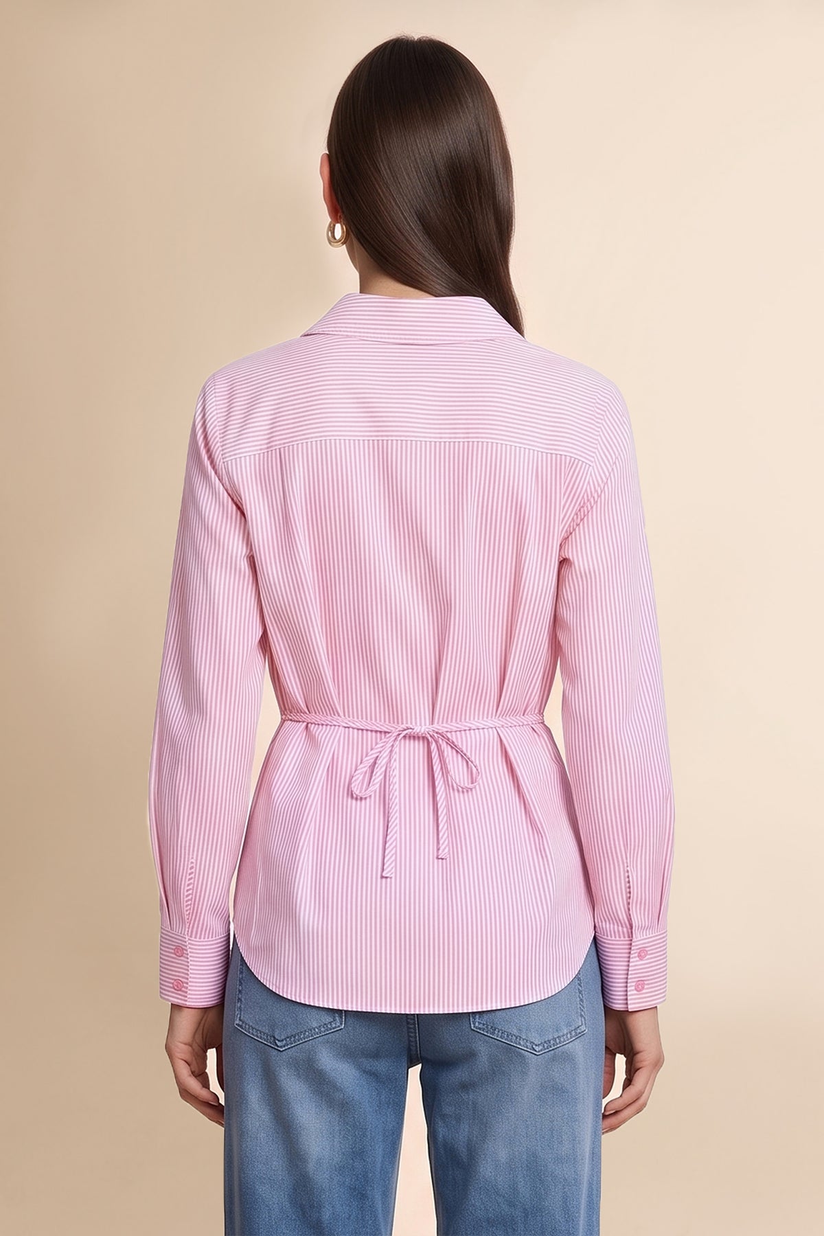 Womens Pink Striped Button Down Shirt | CicyBell