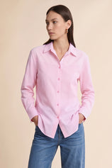 Womens Pink Striped Button Down Shirt | CicyBell