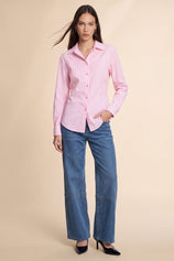 Womens Pink Striped Button Down Shirt | CicyBell