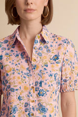Womens Pink Floral Printed Button Down Shirts | CicyBell