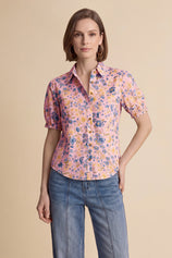 Womens Pink Floral Printed Button Down Shirts | CicyBell