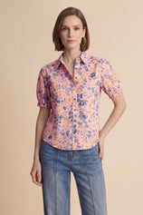 Womens Pink Floral Printed Button Down Shirts | CicyBell